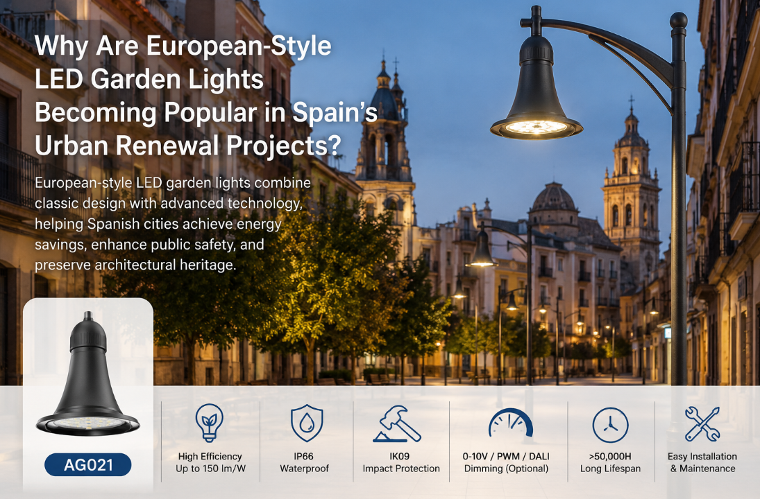 Jüngste Firmenblogs über Warum werden LED-Gartenleuchten im europäischen Stil bei spanischen Stadterneuerungsprojekten immer beliebter?