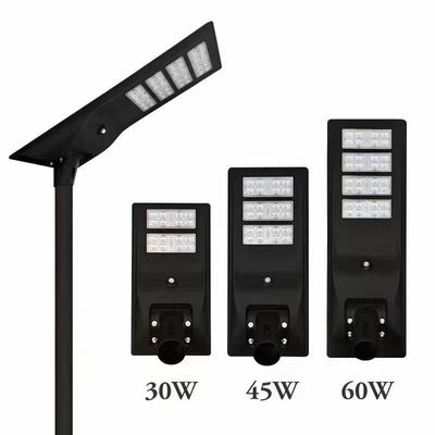 All-in-one 45W integriertes Solar-LED-Straßenlicht mit monokristallinem Silizium, hohem Leuchtstrom, 12,8V-30AH Lithiumbatterie und Fernbedienung